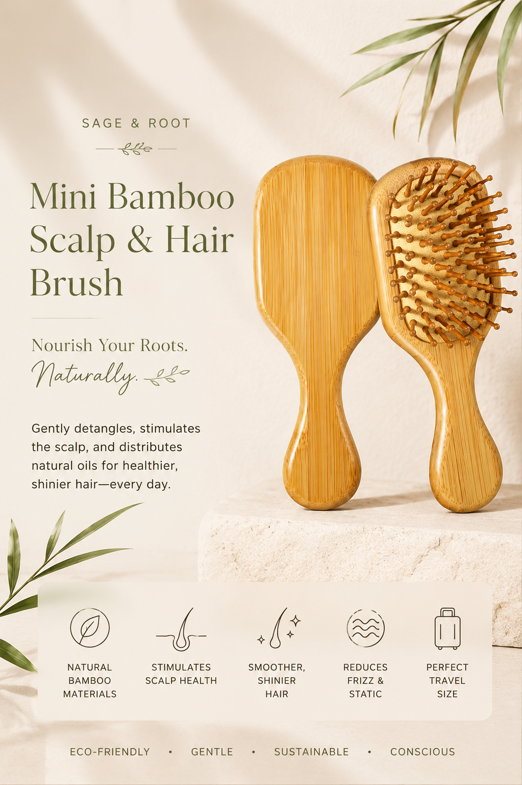 Mini Bamboo Scalp & Hair Brush